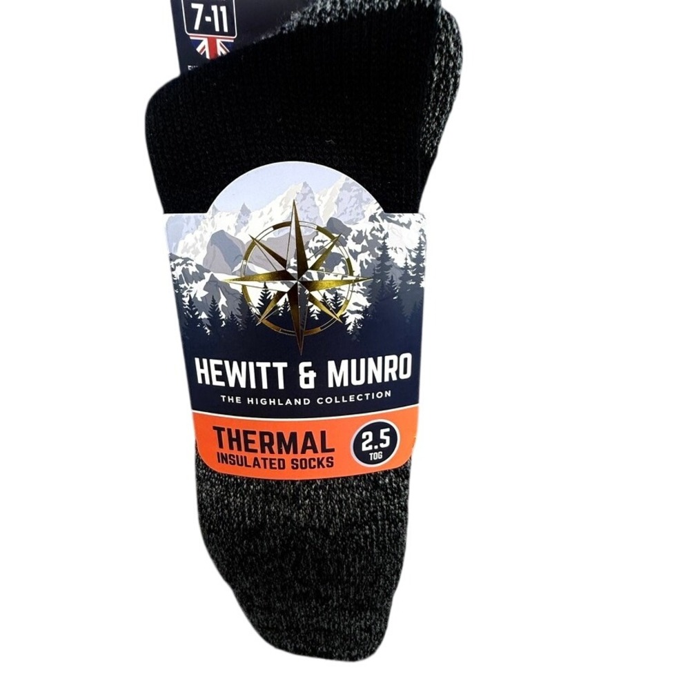 Hewitt & Munro Highland Collection Thermal Insulated Socks 2.5 TOG Black US 8-12